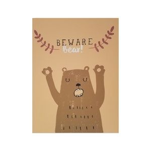 Children's Wall Art Beware Bear 11 x 14 inches